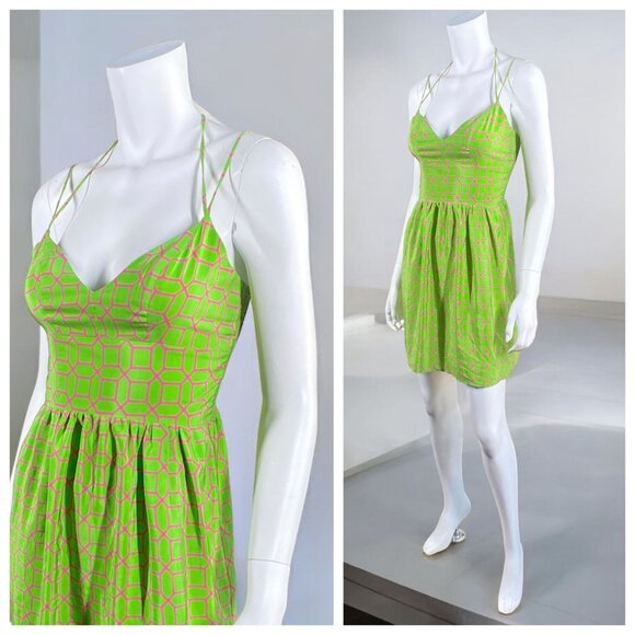 Amanda Uprichard Silk Mini Dress Green Size X- Small - Picture 16 of 16